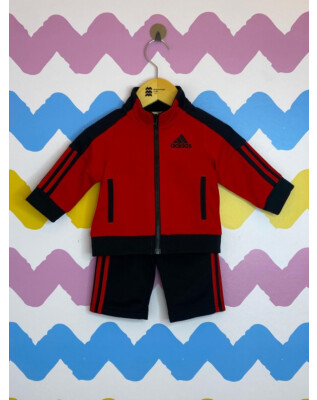 Conjunto preto e vermelho | Adidas | 6 meses