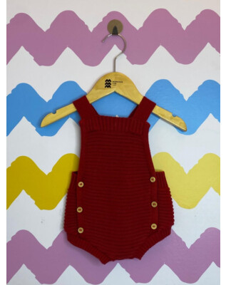 Romper de tricô vermelho| Babybodyco |3-6 meses