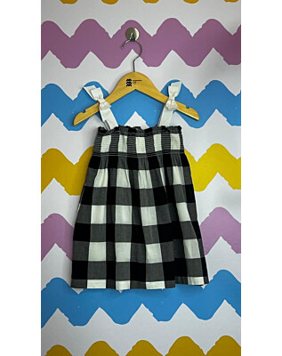 Vestido xadrez preto e branco| 6-9 meses