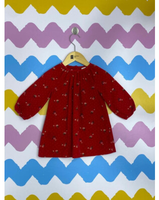 Vestido vermelho florido | Baby Gap | 18-24 meses