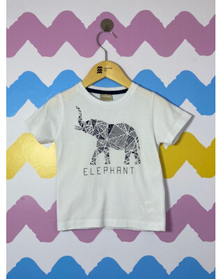 Camiseta branca Elefante | Milon | 12 meses